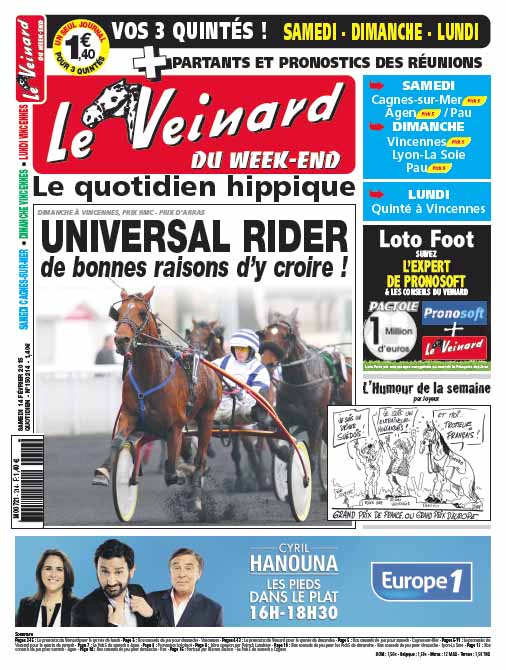 Le VEINARD, quotidien hippique, un tuyau et une dernière minute pour