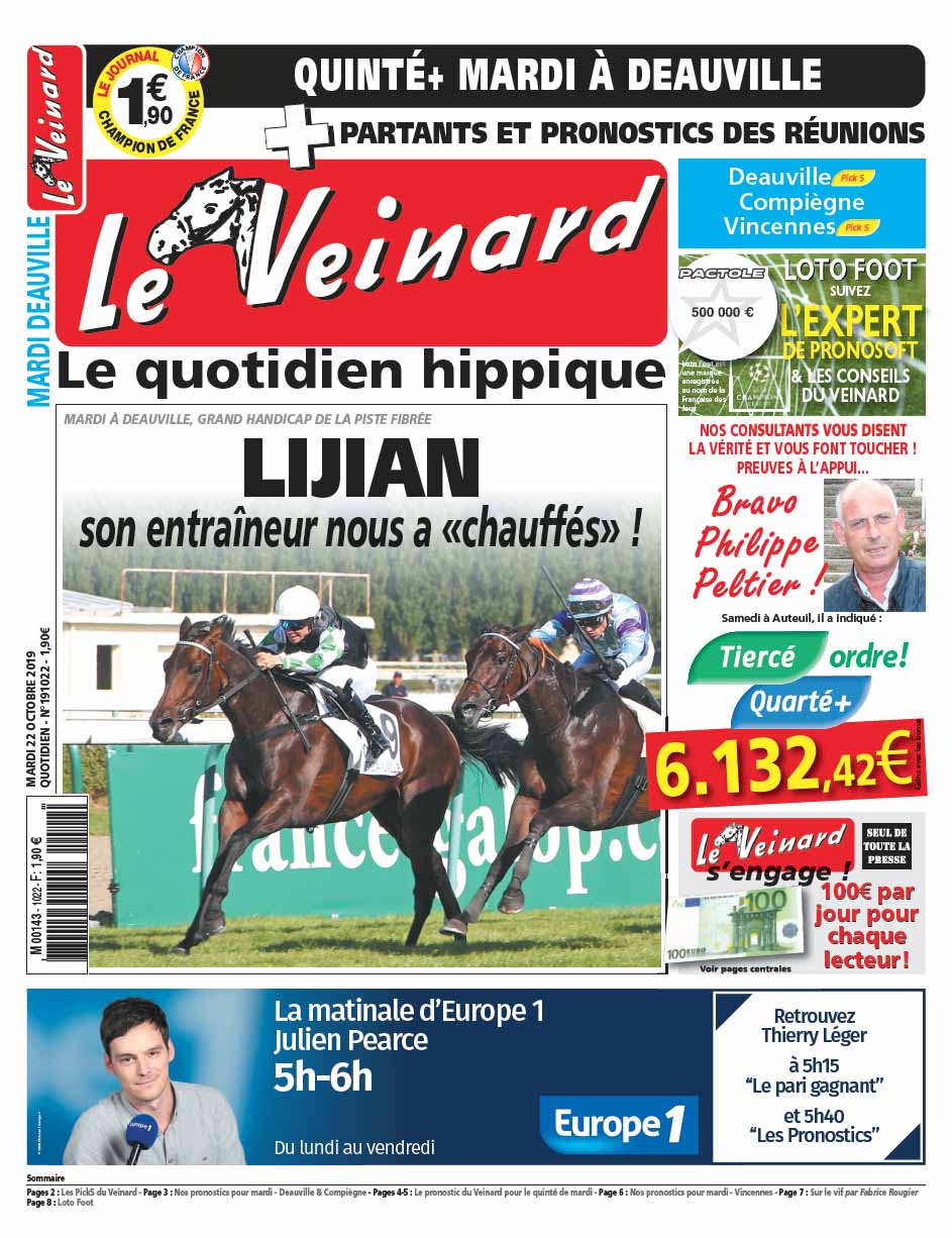 Le VEINARD, quotidien hippique, un tuyau et une dernière minute pour