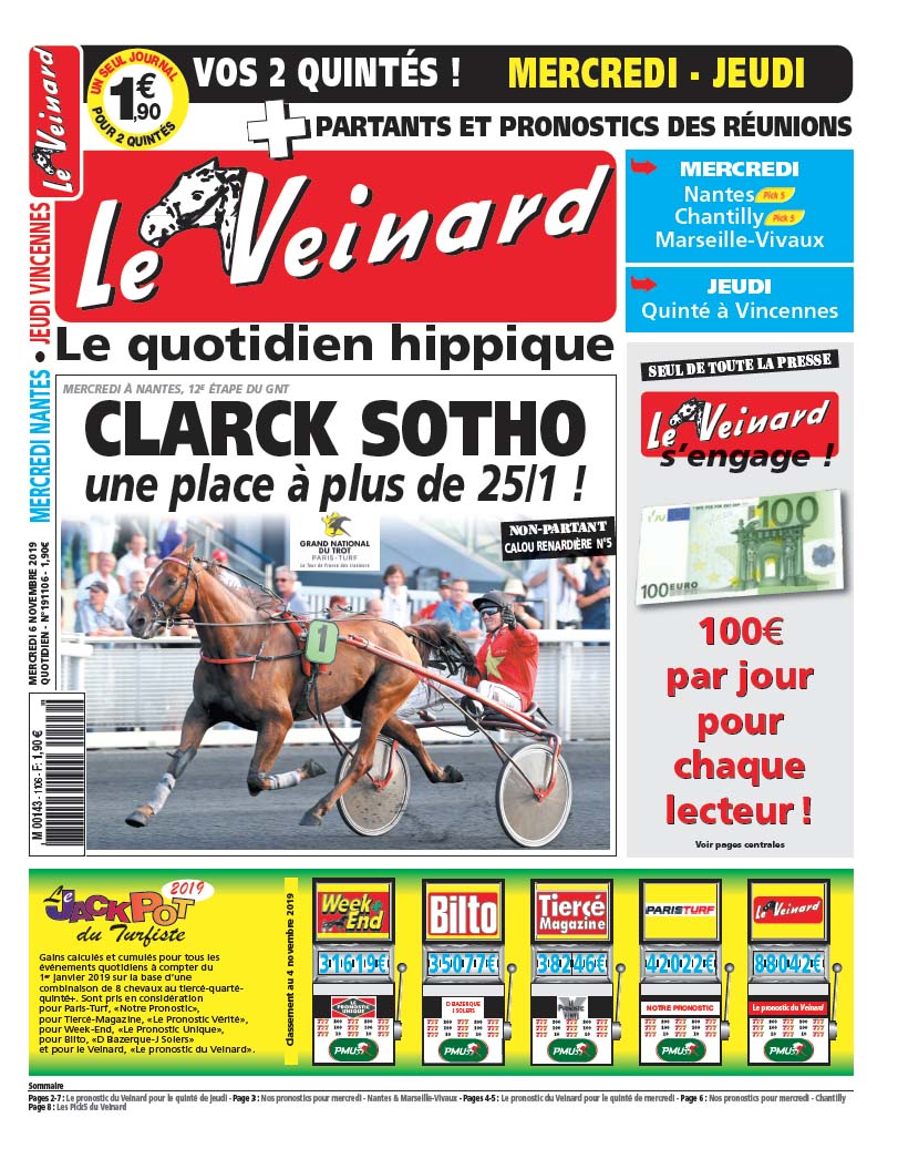 Le VEINARD, quotidien hippique, un tuyau et une dernière minute pour