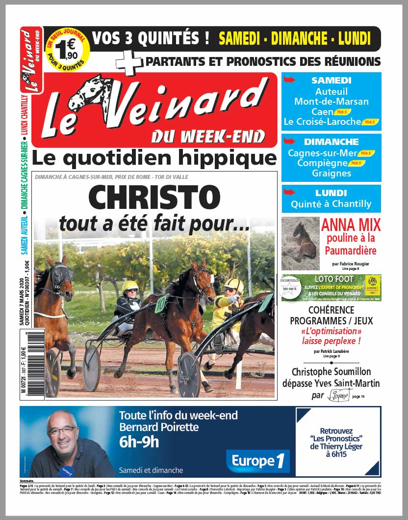 Le VEINARD, quotidien hippique, un tuyau et une dernière minute pour