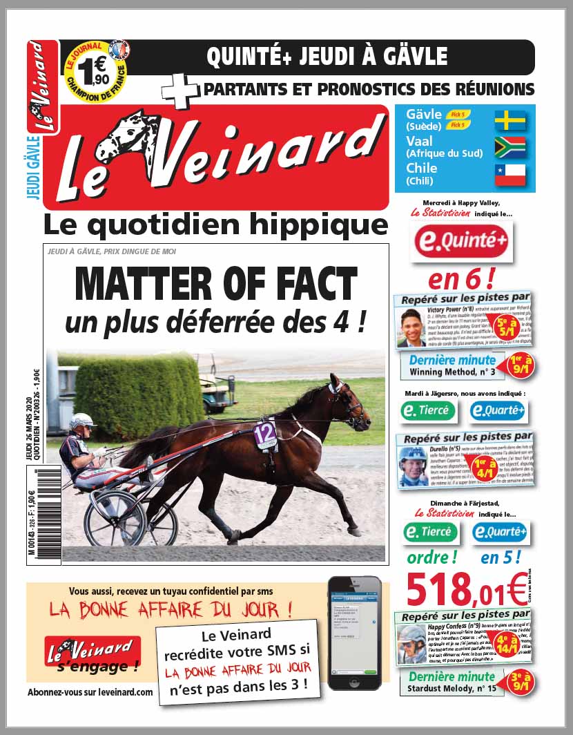 Le VEINARD, quotidien hippique, un tuyau et une dernière minute pour