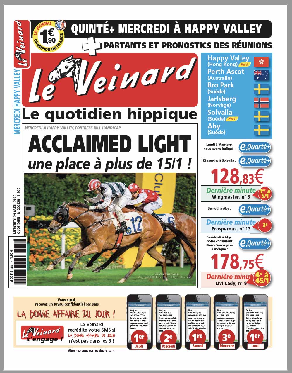 Le VEINARD, quotidien hippique, un tuyau et une dernière minute pour