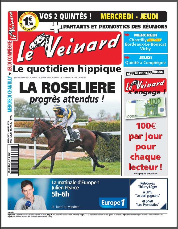 Le VEINARD, quotidien hippique, un tuyau et une dernière minute pour