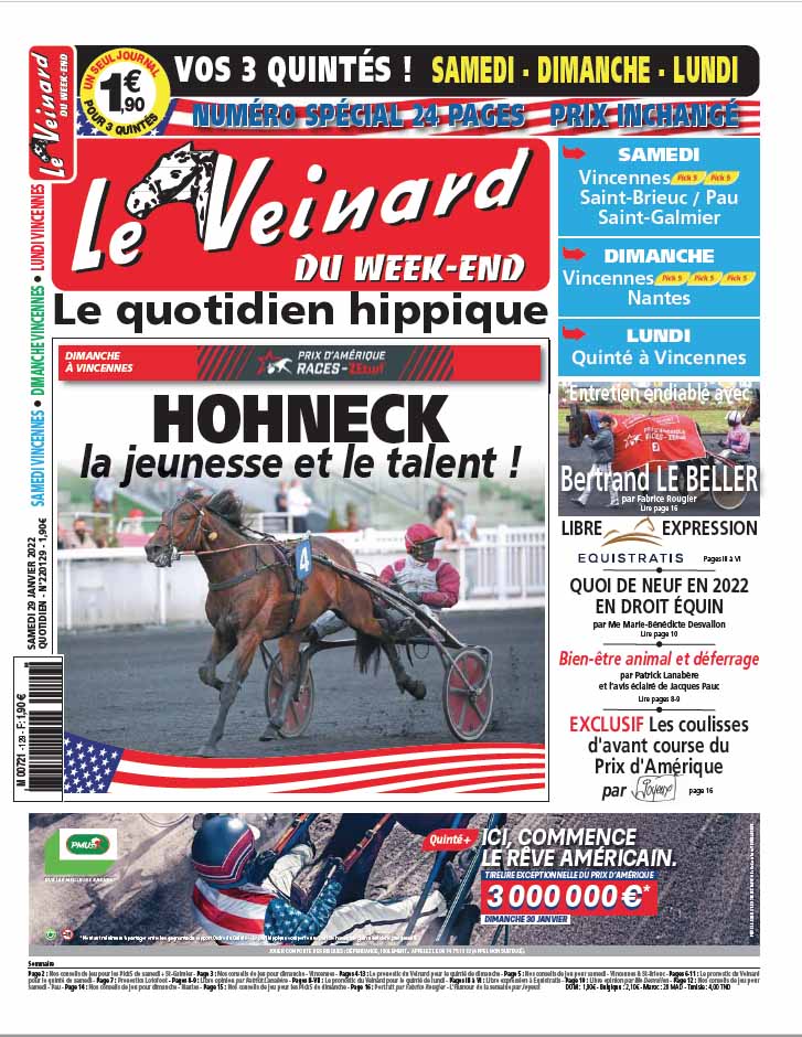 Le VEINARD, quotidien hippique, un tuyau et une dernière minute pour